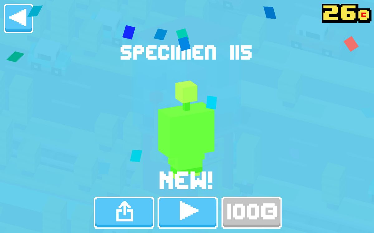 Crossy Road (Android) screenshot: A new character has been unlocked.