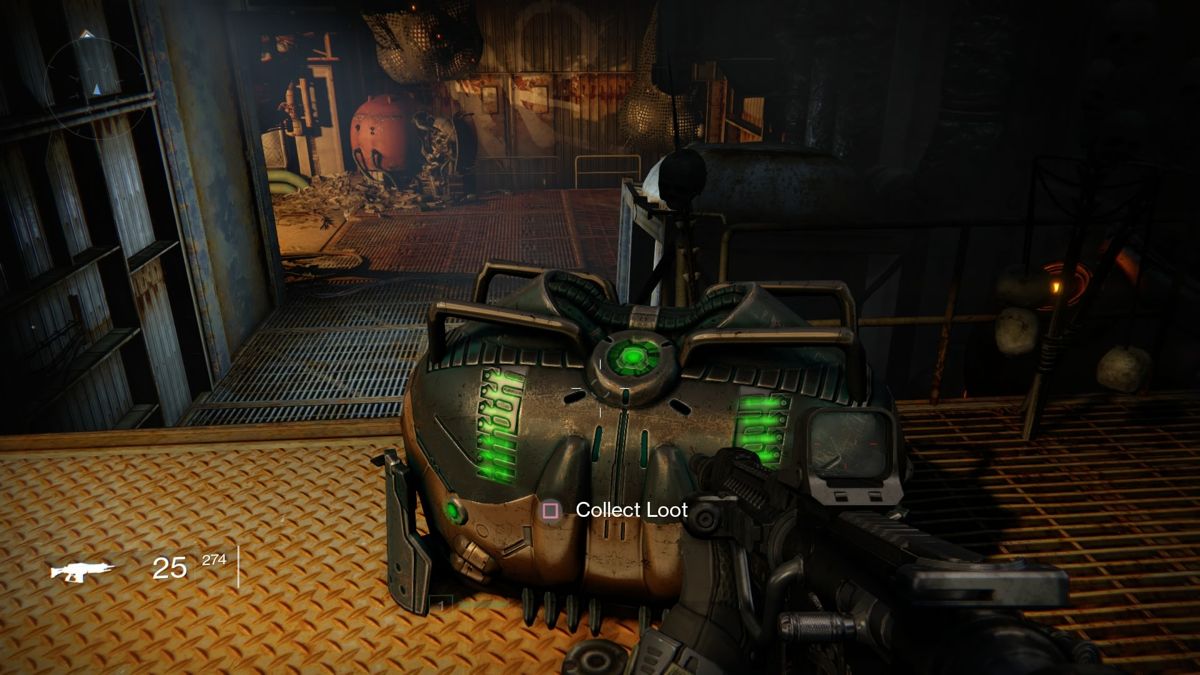 Destiny (PlayStation 4) screenshot: Looting a hidden stash