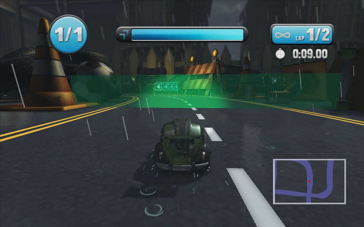 Super Toy Cars (Windows) screenshot: Reach the checkpoint before time runs out to extend it.