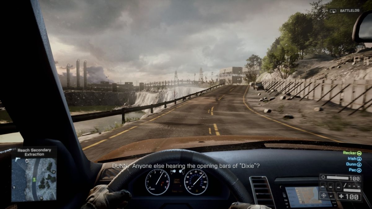 Battlefield 4 (PlayStation 4) screenshot: Driving down the coast