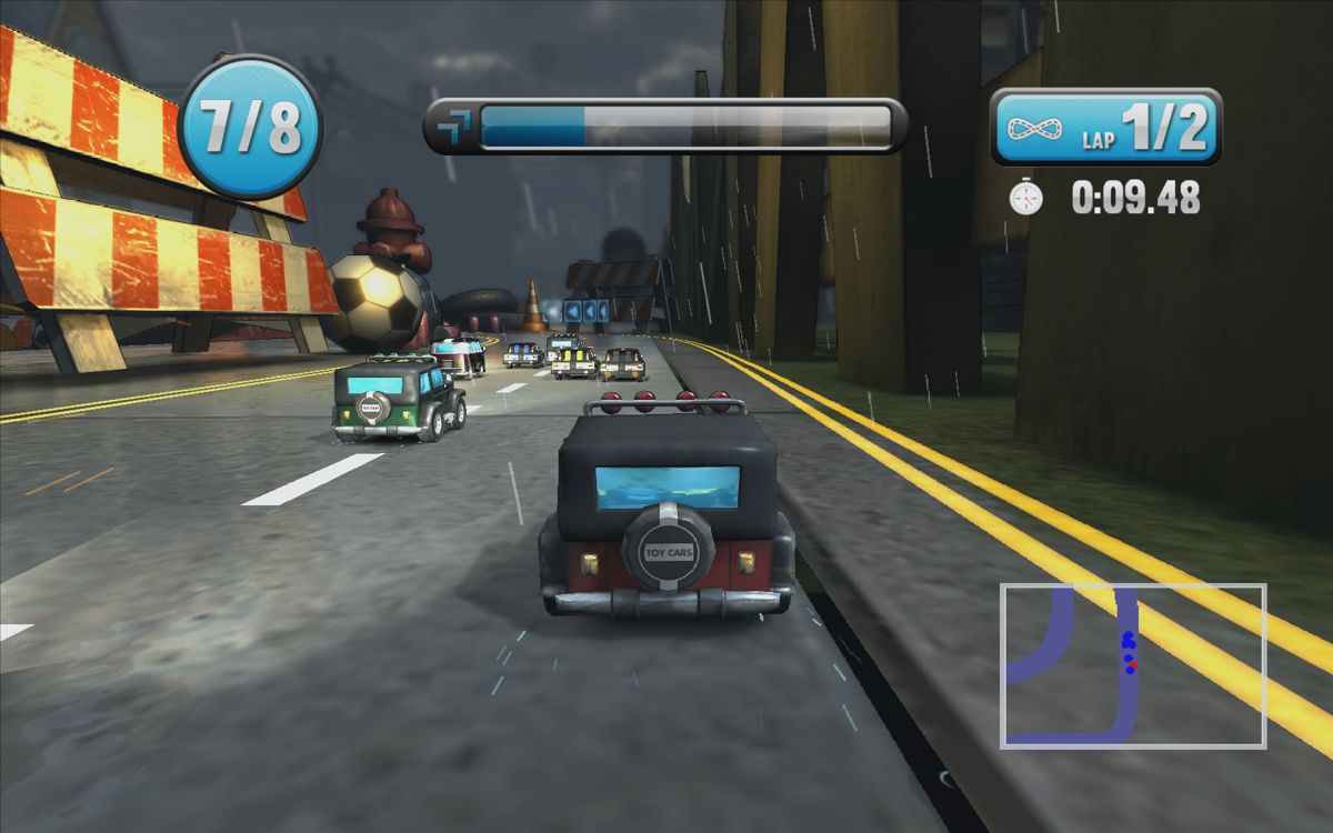 Super Toy Cars (Windows) screenshot: A rainy track