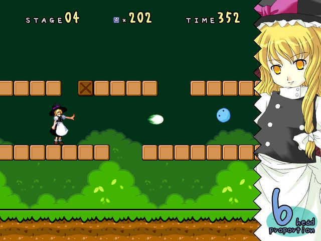 Super Marisa Land (Windows) screenshot: Shooting Marisa.