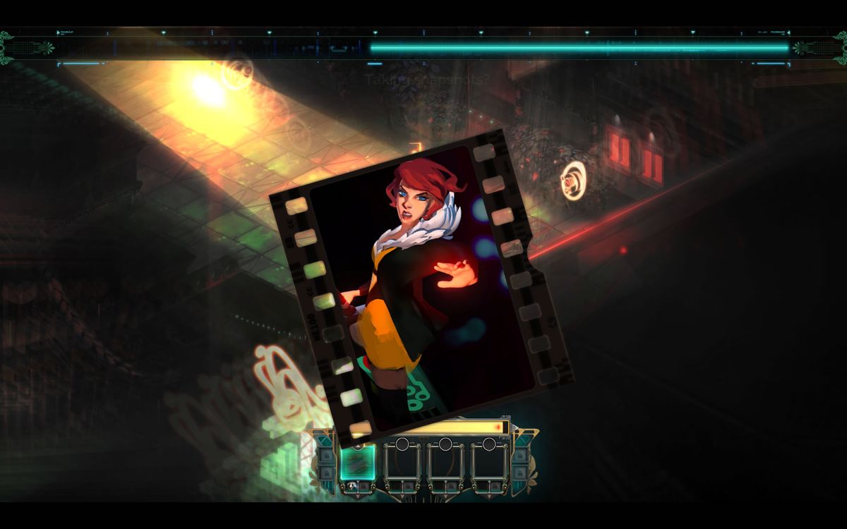 Transistor (Windows) screenshot: The enemies attack by taking a snapshot of you.