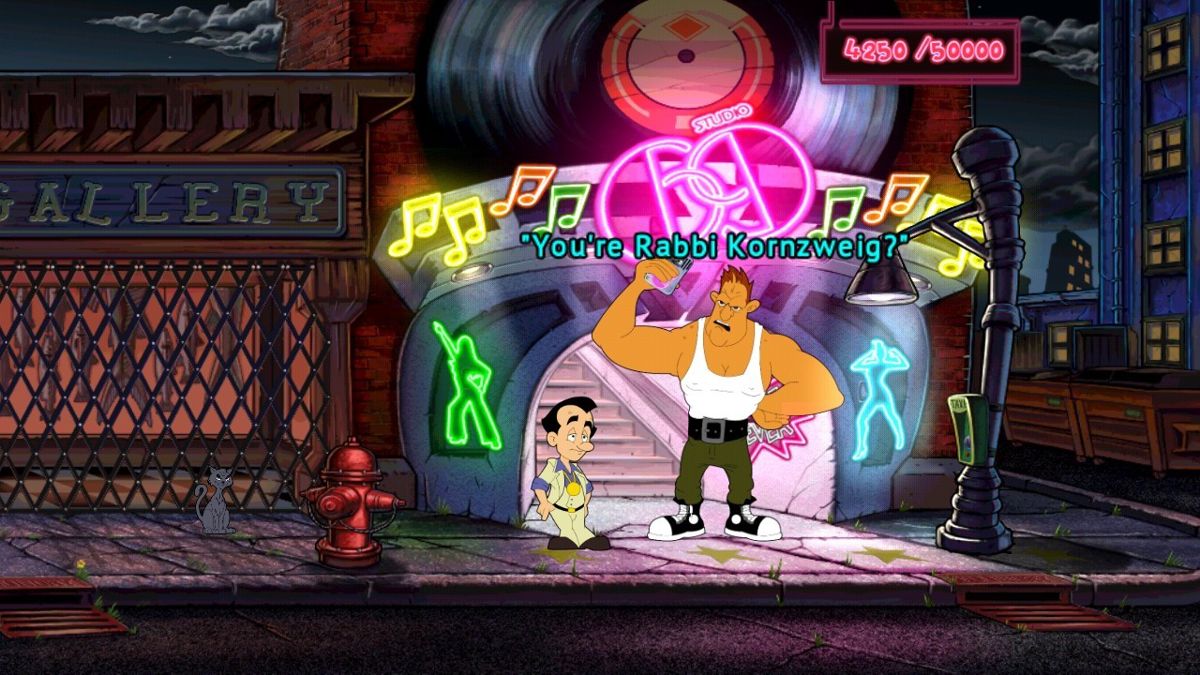 Leisure Suit Larry: Reloaded (Android) screenshot: Passing to disco with a VIP card of some other guy