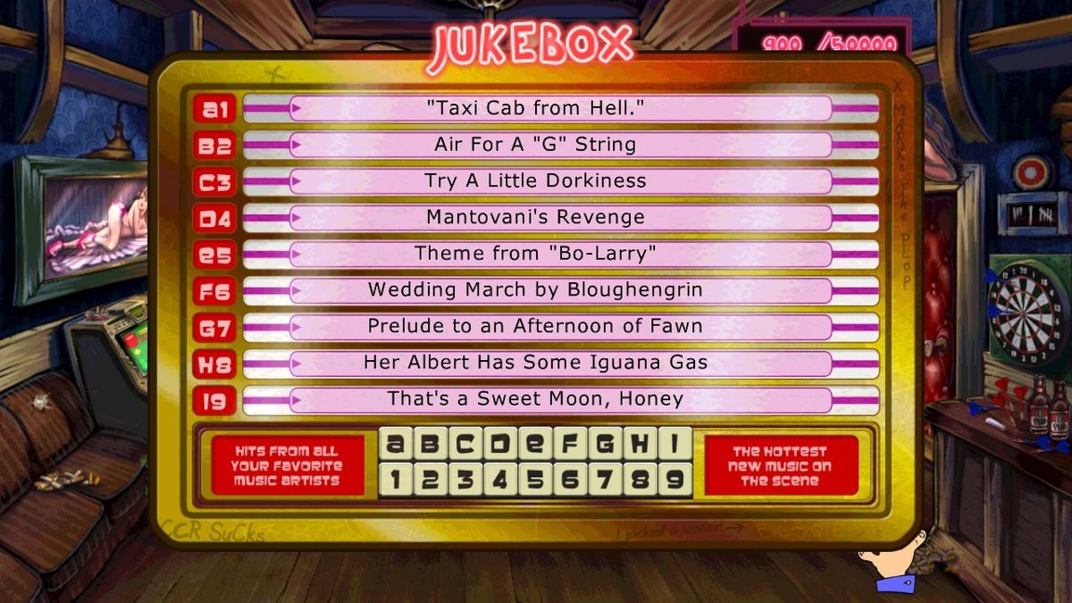 Leisure Suit Larry: Reloaded (Android) screenshot: Selecting a tune in jukebox