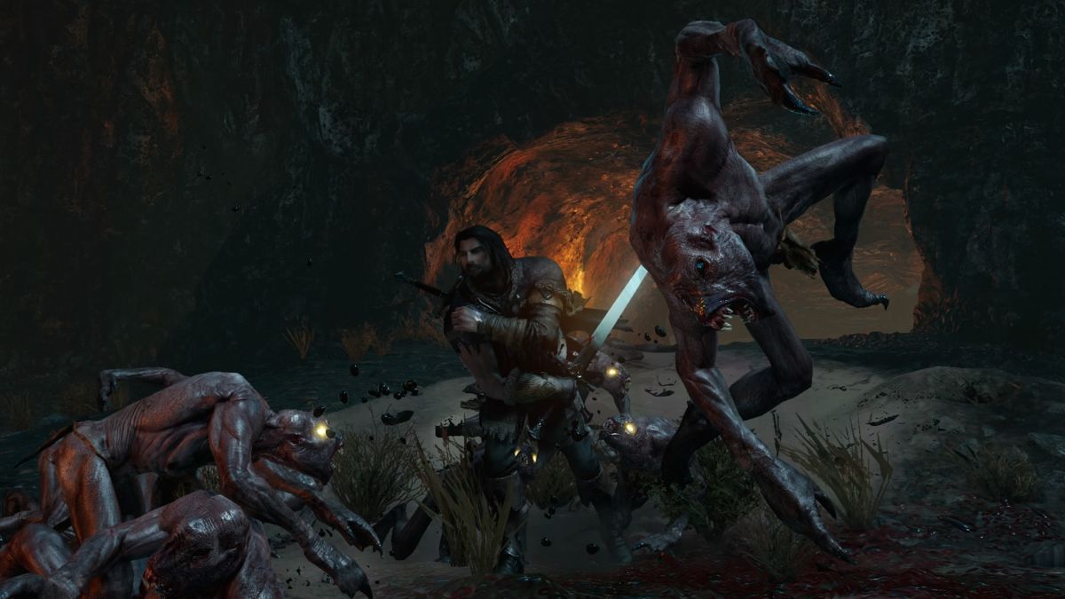 Middle-earth: Shadow of Mordor (PlayStation 4) screenshot: Ghouls are easy to kill but come in great numbers