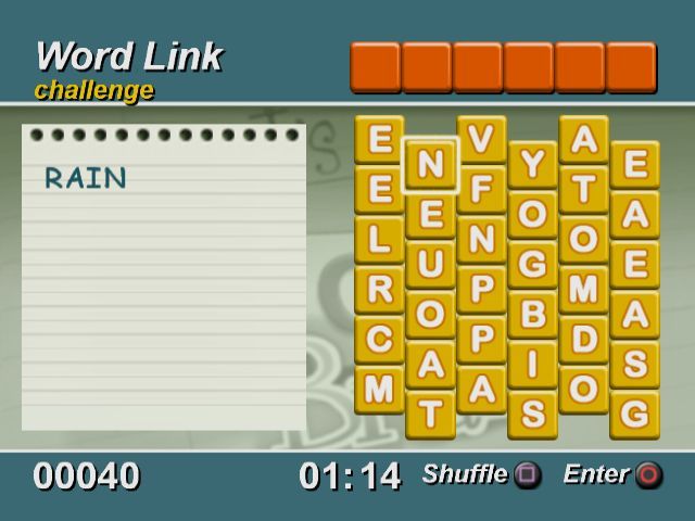 Margot's Word Brain (PlayStation 2) screenshot: Word Link - the word gets added to the list