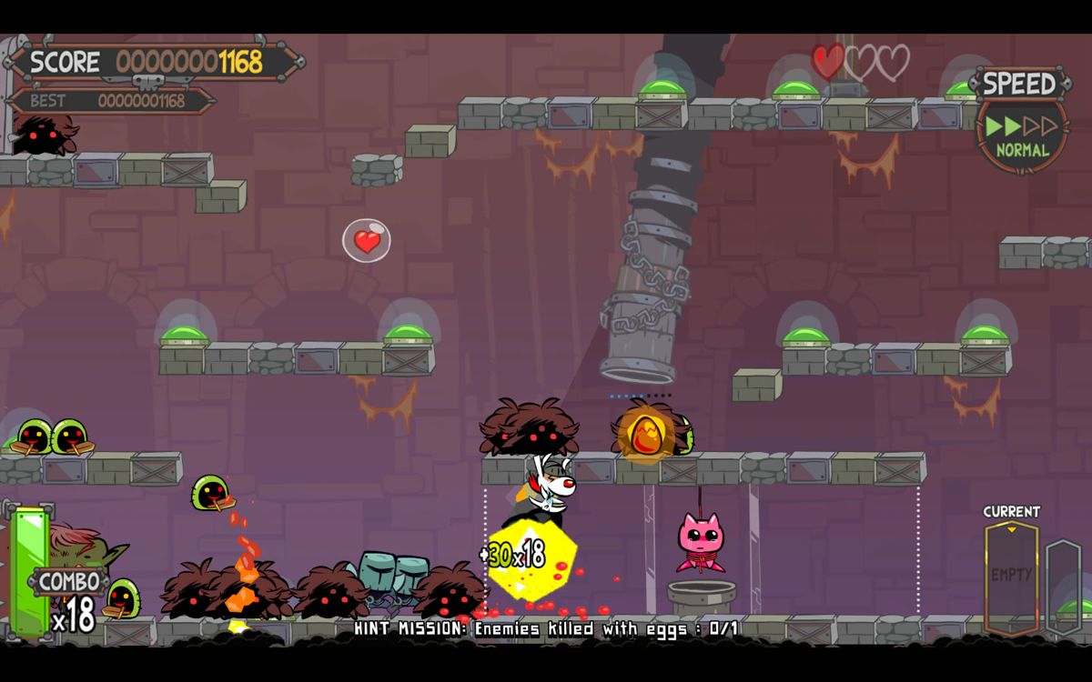 Poöf vs The Cursed Kitty (Windows) screenshot: Now would be a good time to grab the egg.