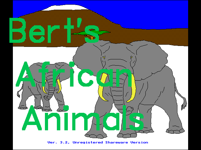 Bert's African Animals (DOS) screenshot: The game's title screen