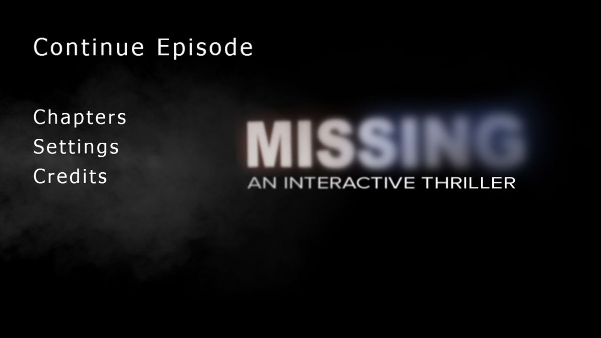 Missing: An Interactive Thriller - Episode 1 (Android) screenshot: Title Screen and Main Menu (English version)