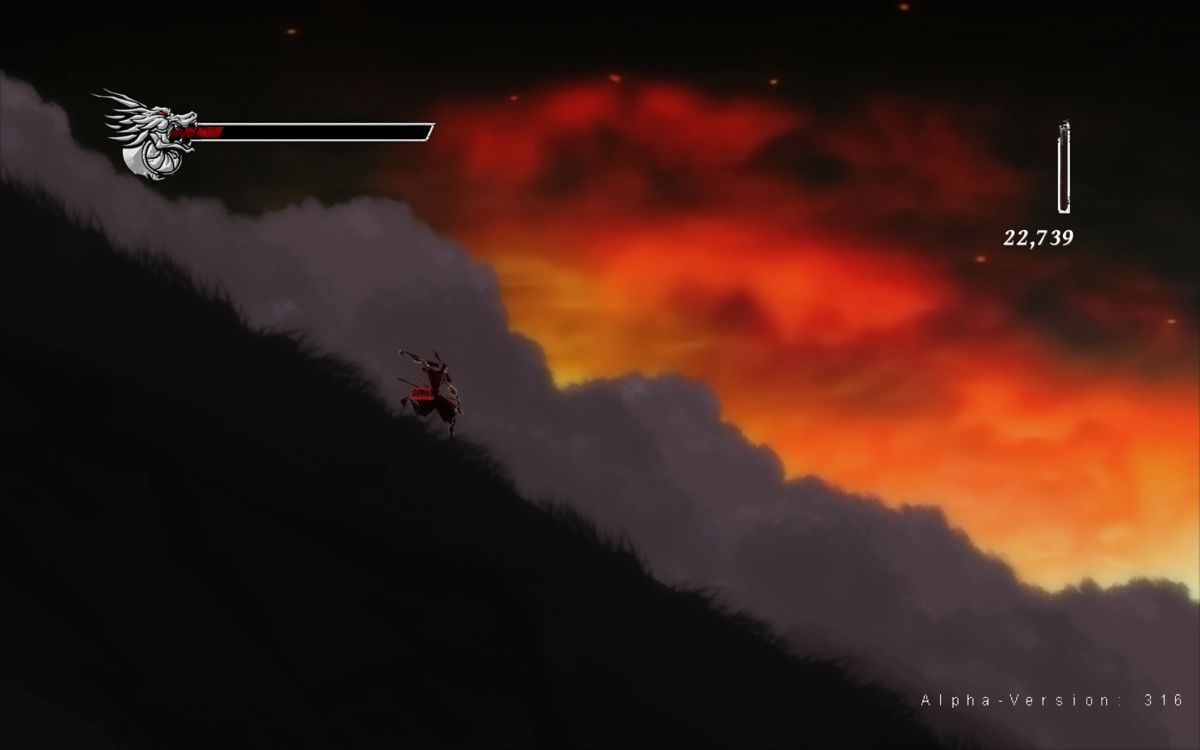 Onikira: Demon Killer (Windows) screenshot: Gliding down. (Alpha Version 316)