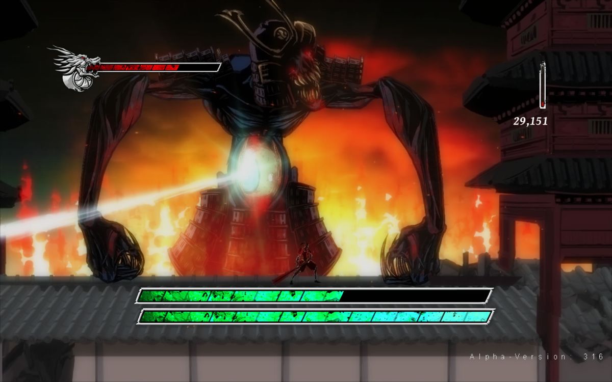 Onikira: Demon Killer (Windows) screenshot: The second encounter with the boss (Alpha Version 316)