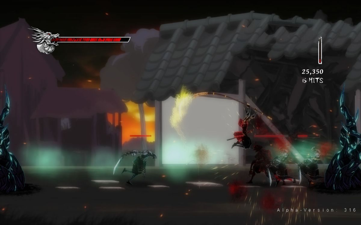 Onikira: Demon Killer (Windows) screenshot: The range of this weapon is excellent. (Alpha Version 316)