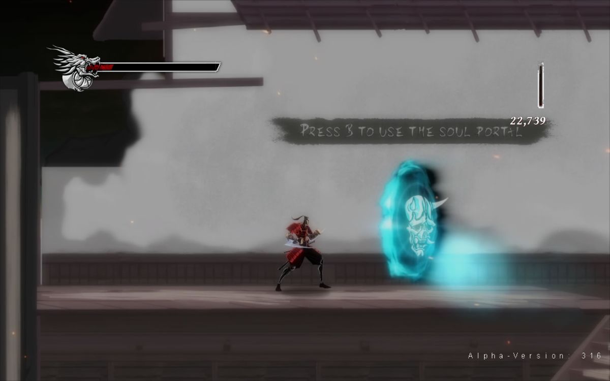 Onikira: Demon Killer (Windows) screenshot: Use soul portals to exchange souls for additional moves. (Alpha Version 316)