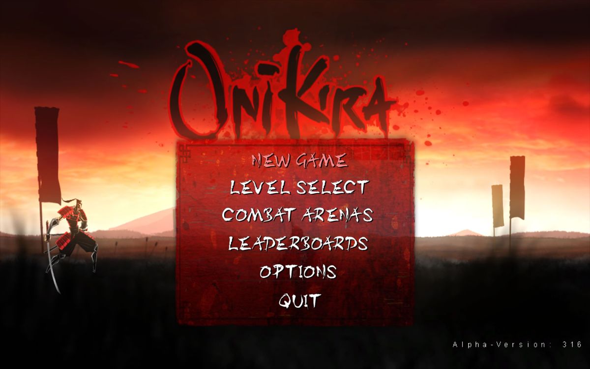 Onikira: Demon Killer (Windows) screenshot: Main menu (Alpha Version 316)