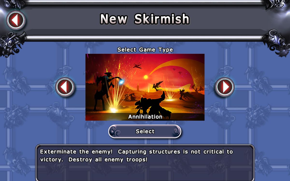 Desert Ashes (Windows) screenshot: Setting up a skirmish game.