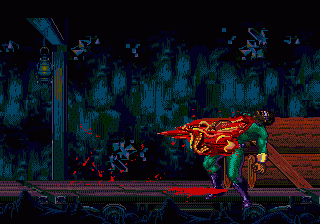 Eternal Champions: Challenge from the Dark Side (SEGA CD) screenshot: End of Blade by an Overkill finishing move.