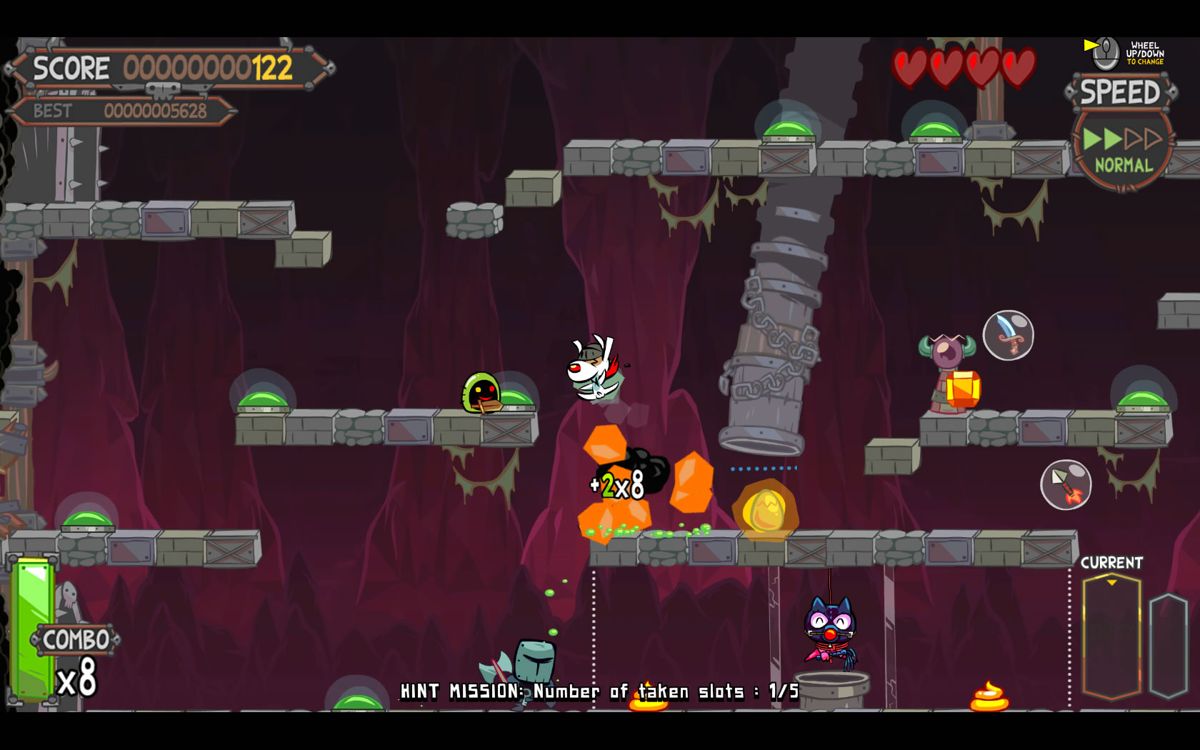 Poöf vs The Cursed Kitty (Windows) screenshot: New costumes for Kitty, Poöf and a new level background.