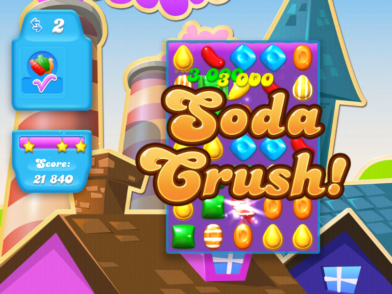 Candy Crush Soda Saga (Browser) screenshot: If you have moves remaining, it activates the Soda Crush.