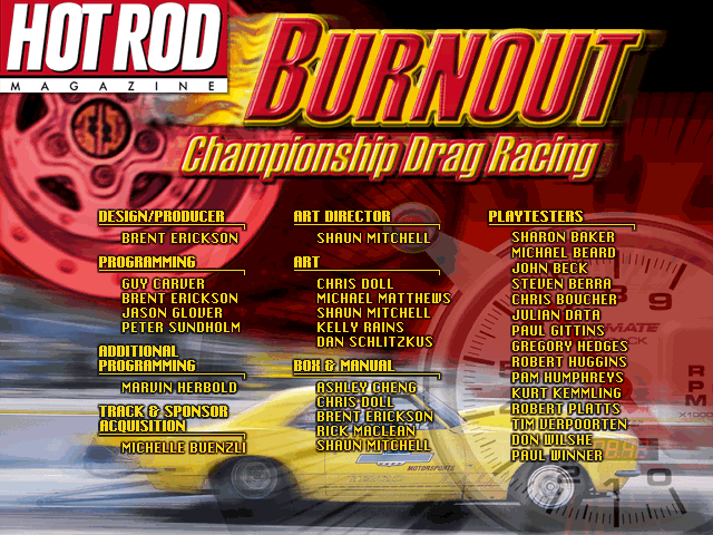 Burnout: Championship Drag Racing (DOS) screenshot: Credits
