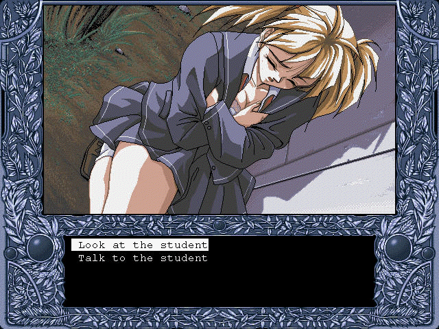 Love Potion (Windows) screenshot: A girl is distressed