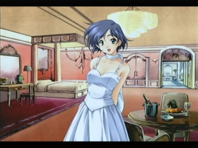 Dousoukai 2: Again & Refrain (Dreamcast) screenshot: Ayu looks nice in a white dress