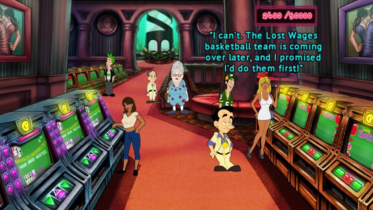 Leisure Suit Larry: Reloaded (Android) screenshot: Trying to pick up a fan of basketball team