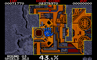 Volfied (DOS) screenshot: I'm about to explode.