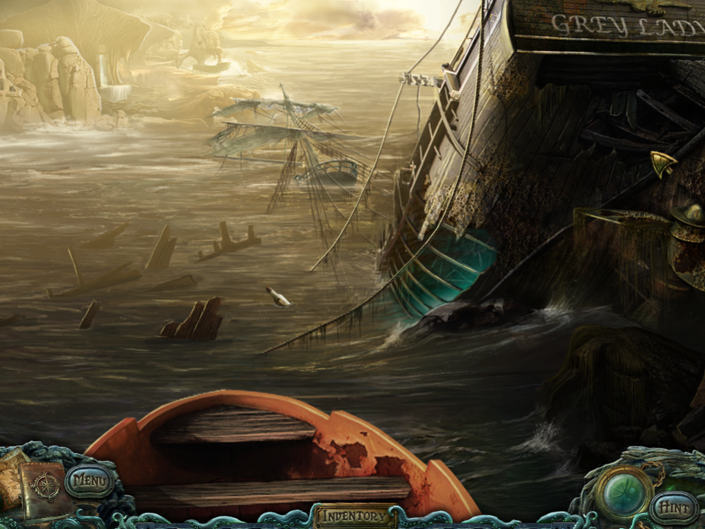 Small Town Terrors: Pilgrim's Hook (Windows) screenshot: You've taken a boat out to the wreck of the Grey Lady.