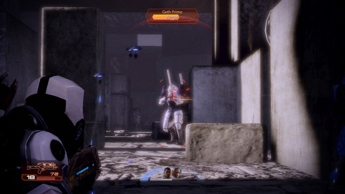 Mass Effect 2 (PlayStation 3) screenshot: Mass Effect 2 - Geth Primes have tougher armour to penetrate