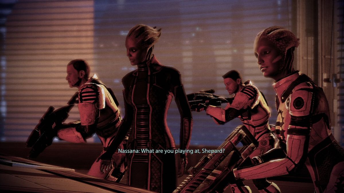 Mass Effect 2 (PlayStation 3) screenshot: Mass Effect 2 - Nassana is a dangerous gang leader, but her days are numbered