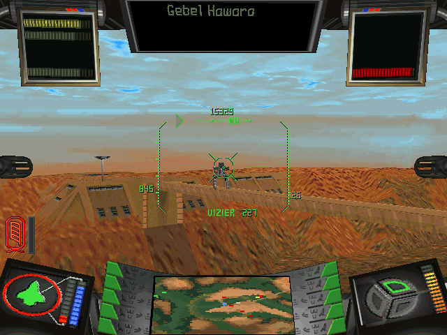 Sandwarriors (DOS) screenshot: An enemy bipedal mech walker.