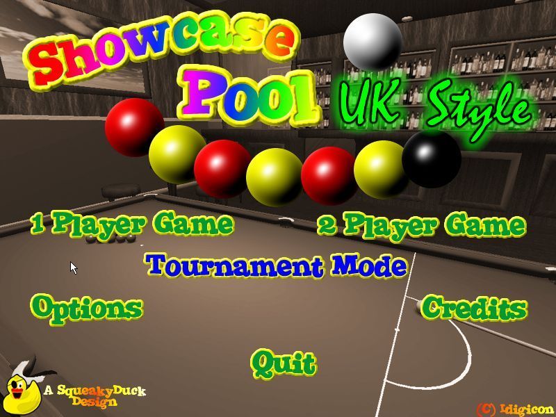 Showcase Pool (Windows) screenshot: The game's main menu