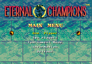 Eternal Champions (Genesis) screenshot: Main menu