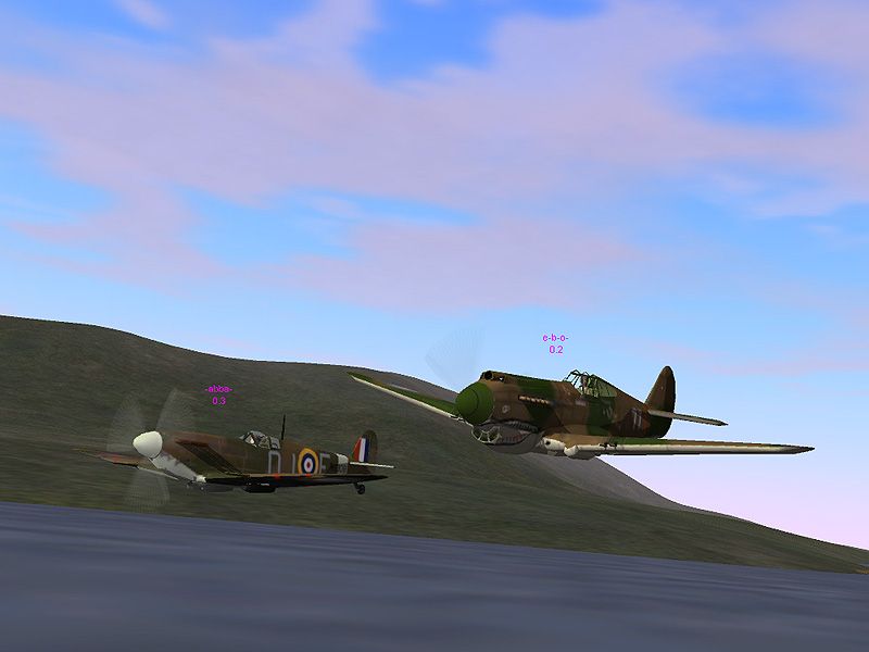 WarBirds II (Windows) screenshot: P40 and Spit in formation