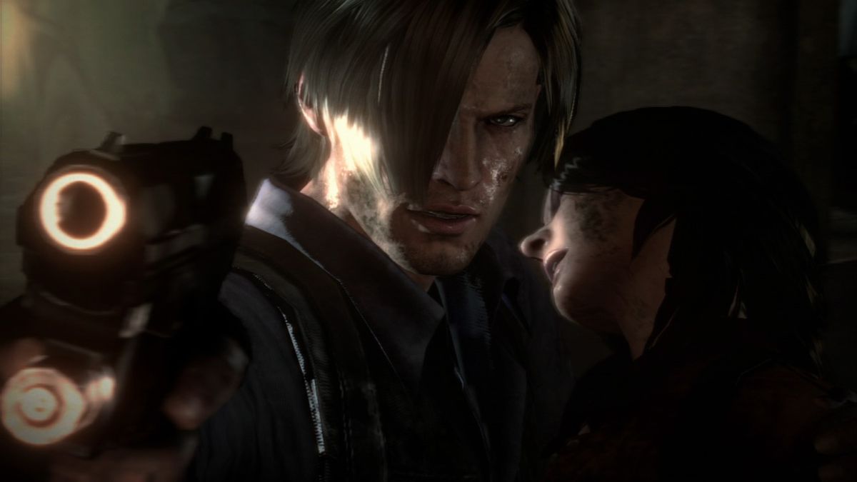 Resident Evil 6 (PlayStation 3) screenshot: Opening campaign starts with Leon running for the safety through the zombie horde all the while trying to save his partner