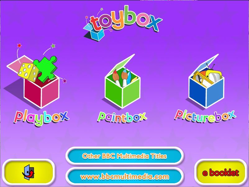 Toybox Games Collection (Windows) screenshot: The games menu. As the mouse rolls over something a cheerful, chirpy voice announces what it is