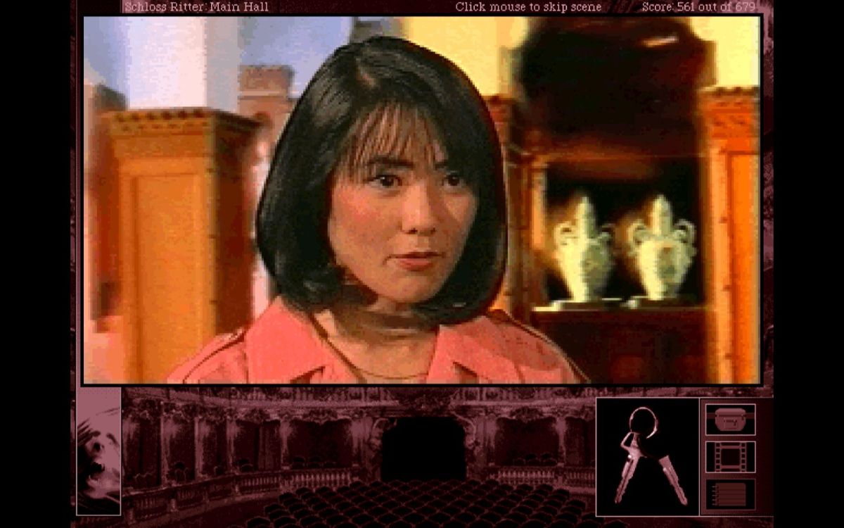 The Beast Within: A Gabriel Knight Mystery (Windows) screenshot: Is that a grin on Grace's face... yup, she's connecting the dots (GOG version)