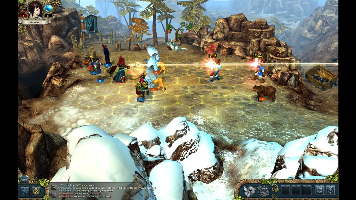 King's Bounty: Crossworlds (Windows) screenshot: Special attack hitting multiple enemies