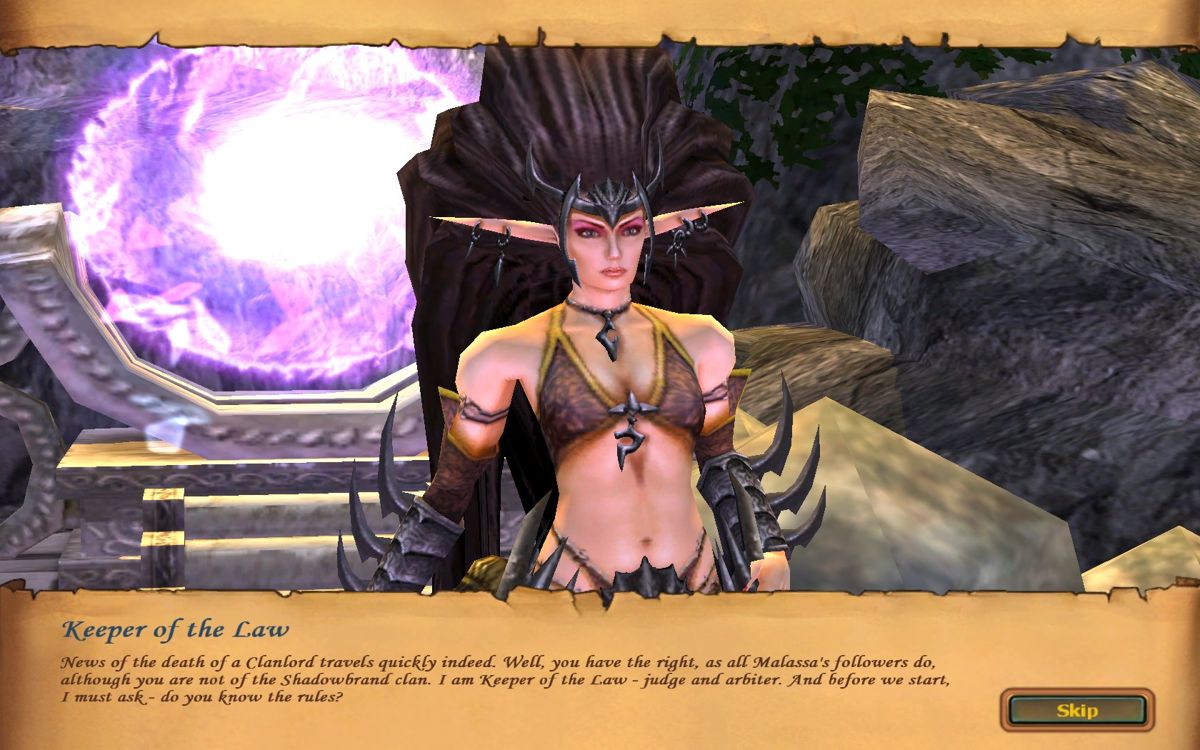Heroes of Might and Magic V (Windows) screenshot: Talking to a dark elf