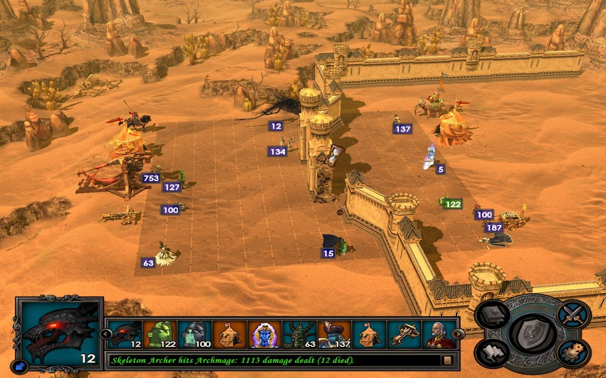 Heroes of Might and Magic V (Windows) screenshot: Assault on the castle in the desert