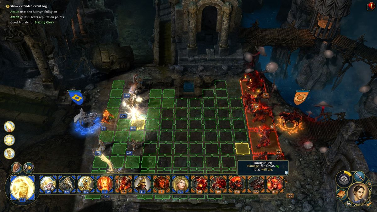 Might & Magic: Heroes VI (Windows) screenshot: Fighting the demon army as a knight