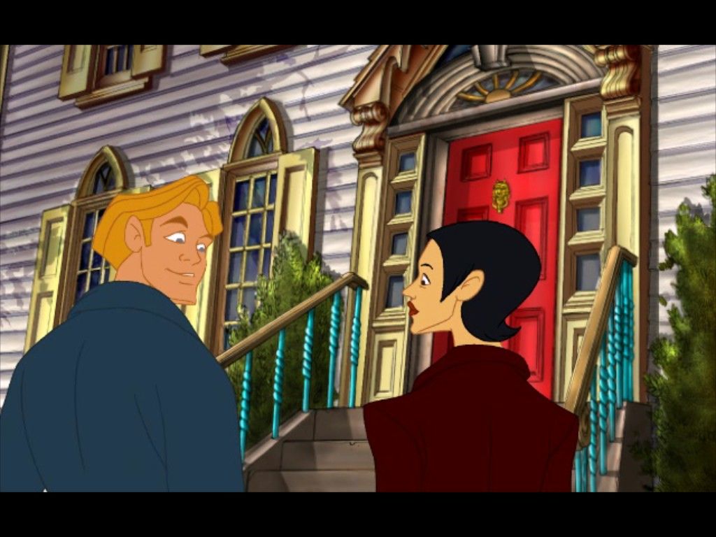 Broken Sword II: The Smoking Mirror - Remastered (Macintosh) screenshot: Meanwhile in the present, Nico and George investigate a mysterious house.