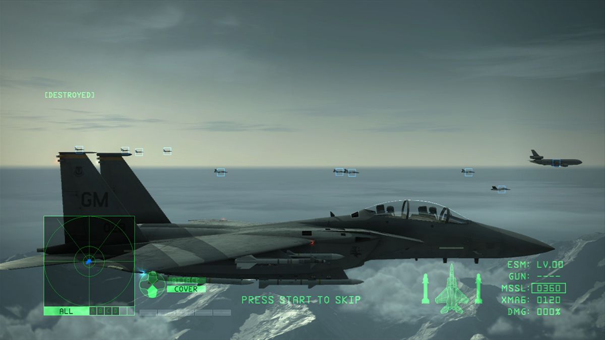 Ace Combat 6: Fires of Liberation (Xbox 360) screenshot: Checking the rest of your team on the left wing