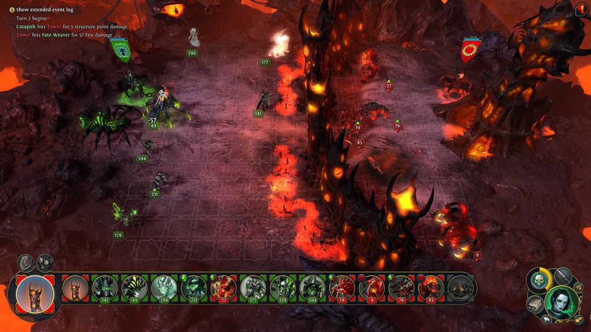 Might & Magic: Heroes VI (Windows) screenshot: Attacking a demon castle