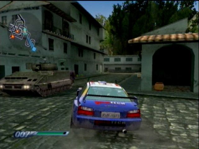 007: Everything or Nothing (Xbox) screenshot: A race car versus tank... no thanks