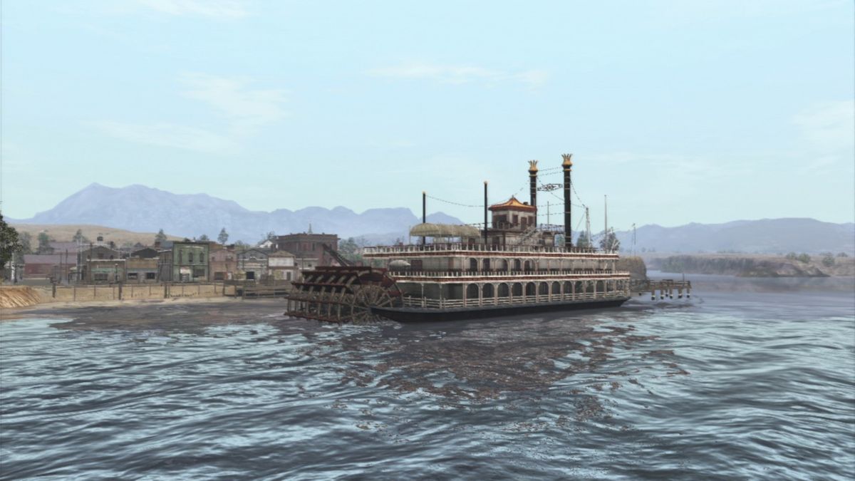 Red Dead Redemption (PlayStation 3) screenshot: A steamboat