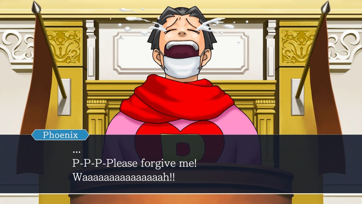 Phoenix Wright: Ace Attorney Trilogy (Nintendo Switch) screenshot: Gyakuten Saiban 3: Phoenix Wright breaking under pressure