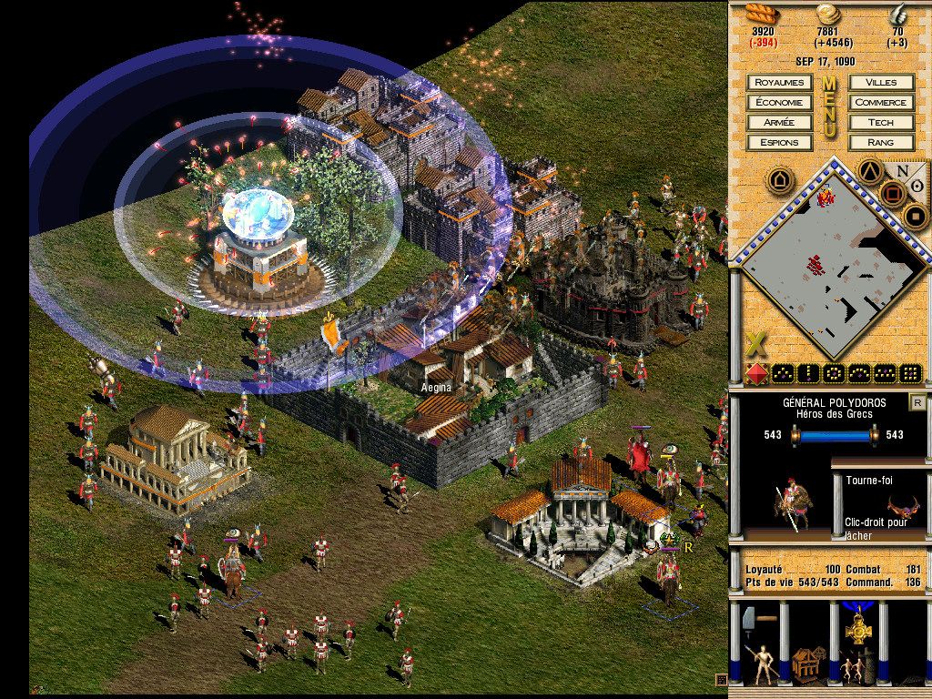 Seven Kingdoms II: The Fryhtan Wars (Windows) screenshot: Defensive building in action.