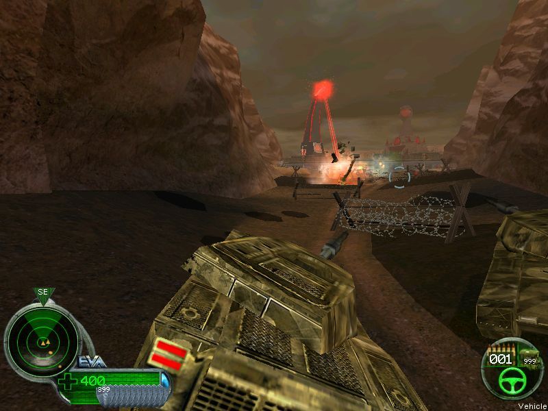 Command & Conquer: Renegade (Windows) screenshot: Your tank is no match for Nod Obelisk so don't get too close